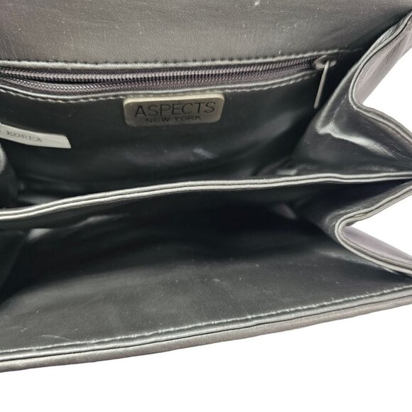 80s Aspects NY Tassel Woven Leather Crossbody/Clutch Bag Slim Strap Gray Silver - Picture 12 of 12